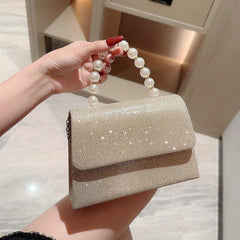 Glitter Shoulder Bag Flap Magnet Top Handle Handbag