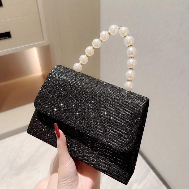 Glitter Shoulder Bag Flap Magnet Top Handle Handbag