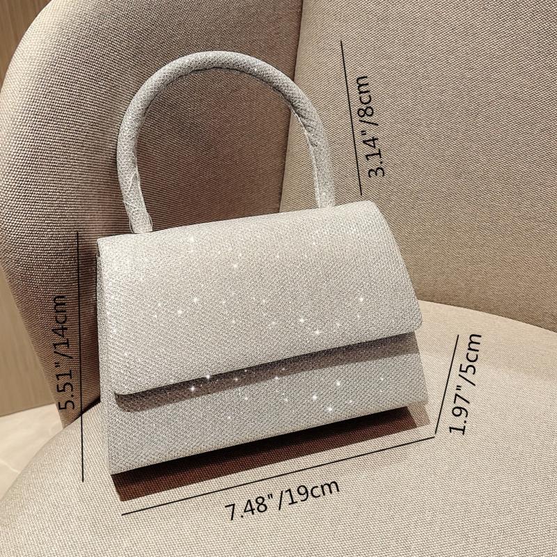 Glitter Shoulder Bag Flap Magnet Top Handle Handbag