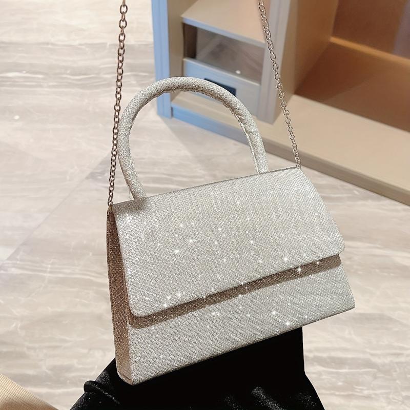 Glitter Shoulder Bag Flap Magnet Top Handle Handbag
