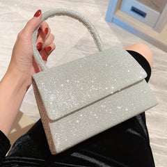 Glitter Shoulder Bag Flap Magnet Top Handle Handbag