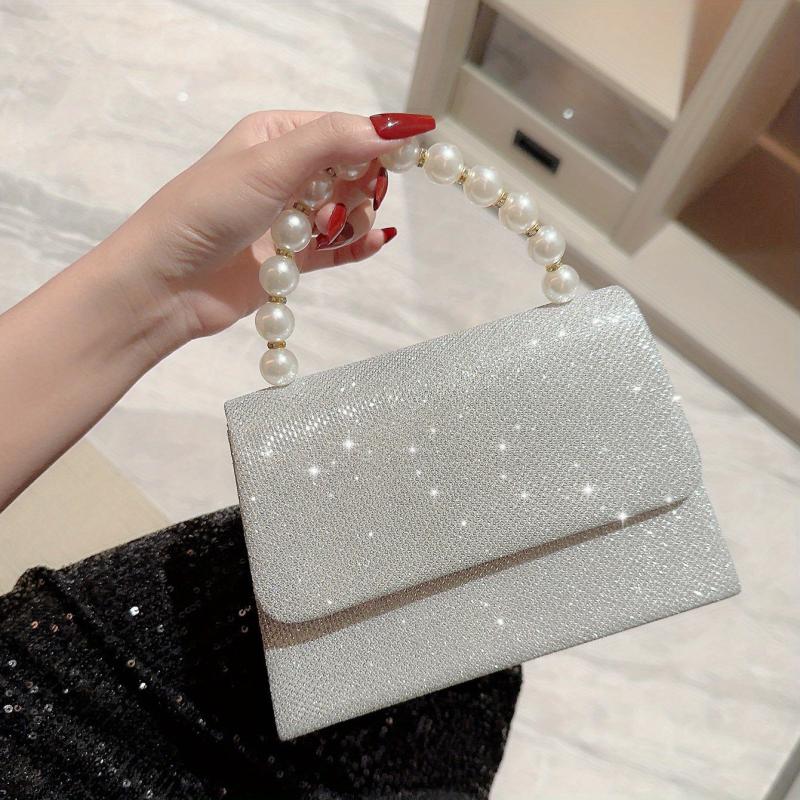Glitter Shoulder Bag Flap Magnet Top Handle Handbag