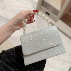 Glitter Shoulder Bag Flap Magnet Top Handle Handbag