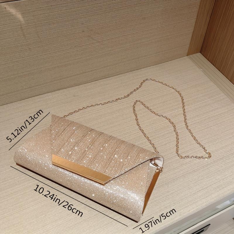 Glitter Chain Clutch Evening Bag Sparkly Envelope Purse