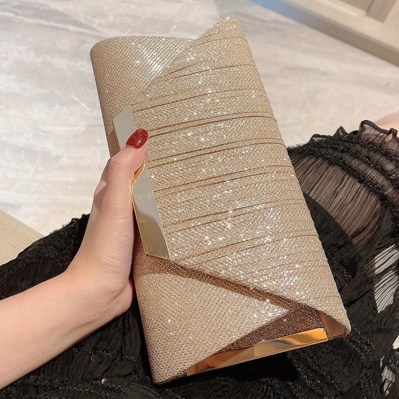 Glitter Chain Clutch Evening Bag Sparkly Envelope Purse