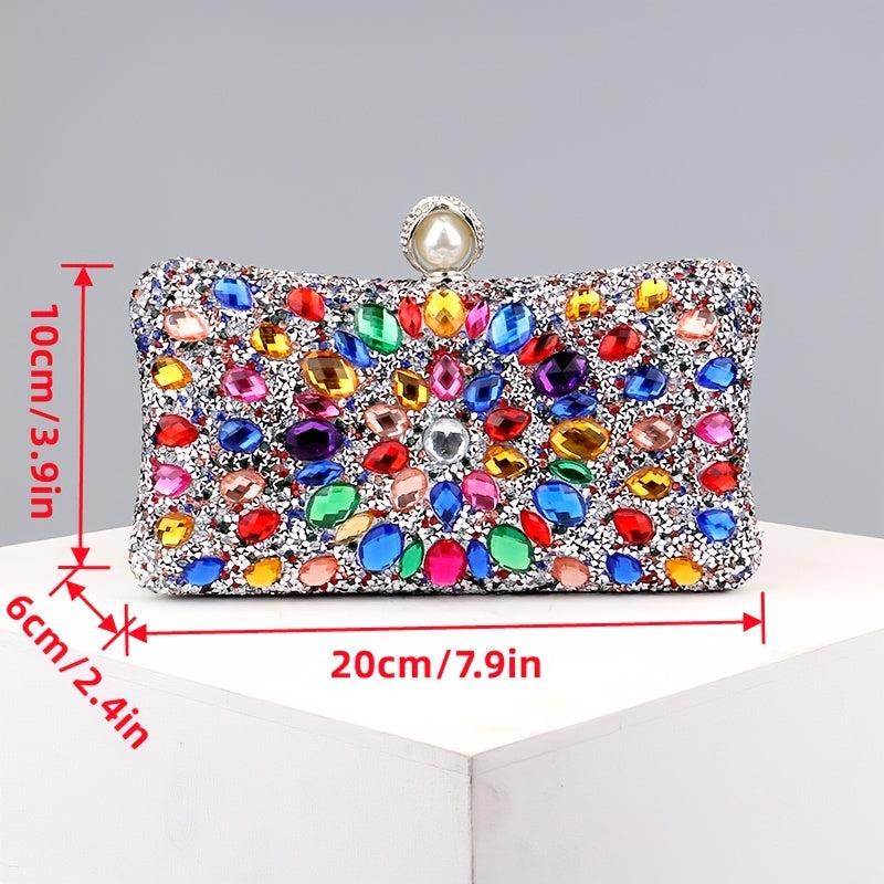 Crystal Decor Evening Bag Rhinestone Prom Purse Clutch For Wedding & Party