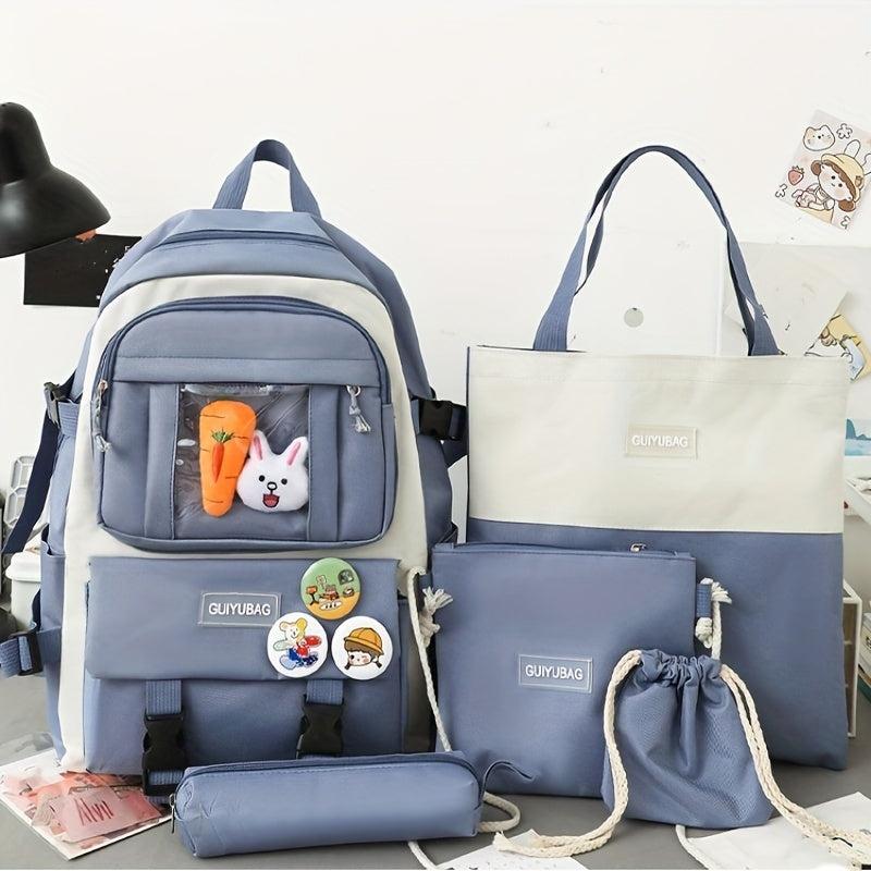 Large Capacity Double Pocket Backpack School Bag