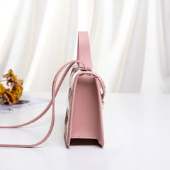 Daisy Print Clear Handbags Set PVC Crossbody Bag Women's Mini Flap Square Purse