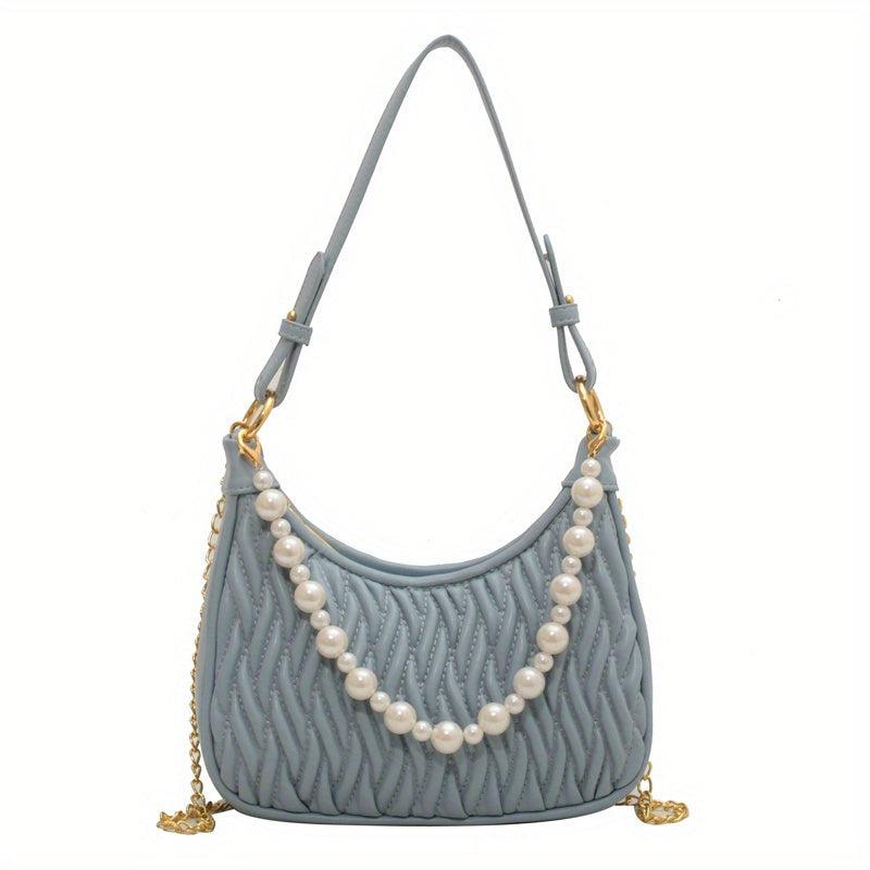 Pearl Decor Underarm Bag Stylish Shoulder Hobo Bag Women's Casual Handbag