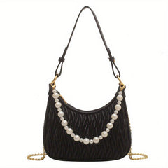 Pearl Decor Underarm Bag Stylish Shoulder Hobo Bag Women's Casual Handbag