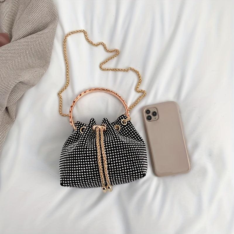 Rhinestone Bucket Bag Crossbody Clutch Purse