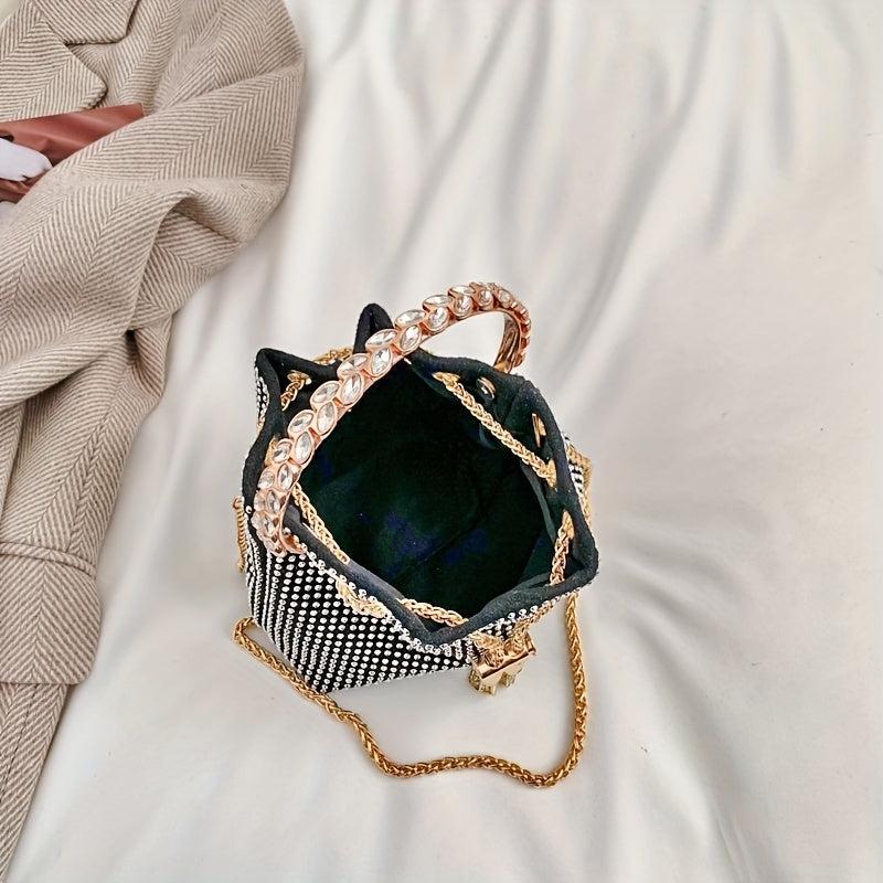 Rhinestone Bucket Bag Crossbody Clutch Purse