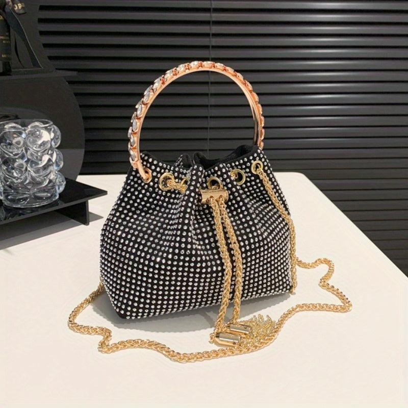 Rhinestone Bucket Bag Crossbody Clutch Purse