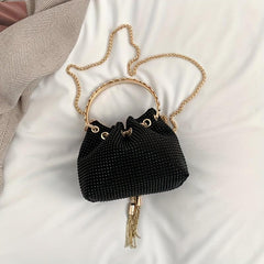 Rhinestone Bucket Bag Crossbody Clutch Purse
