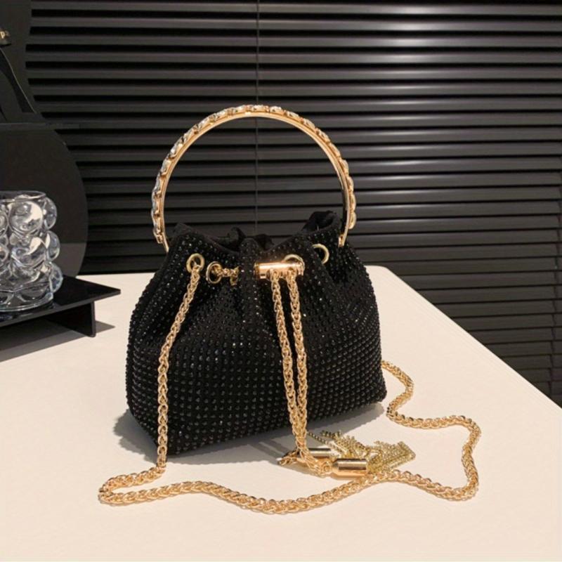 Rhinestone Bucket Bag Crossbody Clutch Purse