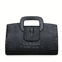 Crocodile Embossed Leather Handbag Stylish Large Capacity Zipper Purse