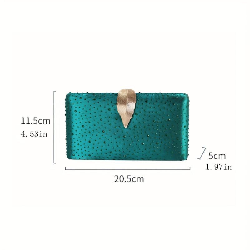 Rhinestone Clutch Wallet Metal Leaf Evening Bag