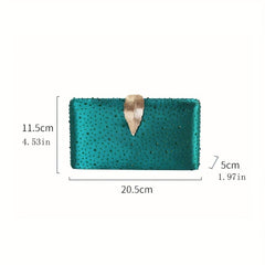 Rhinestone Clutch Wallet Metal Leaf Evening Bag