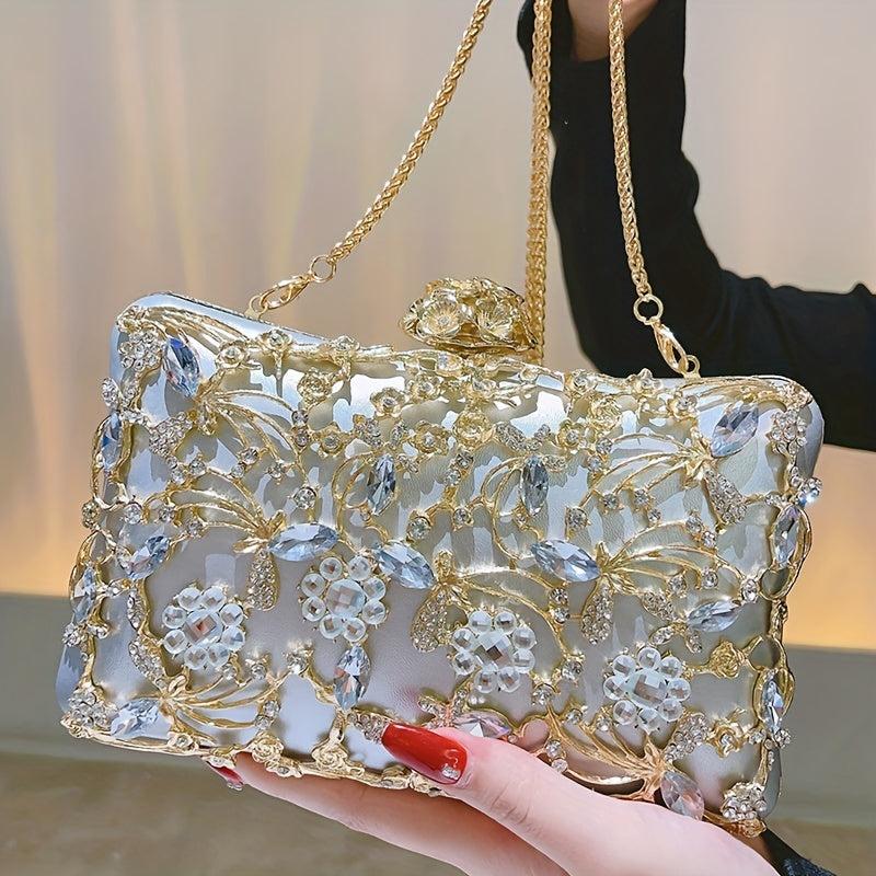 Rhinestone Evening Bag Box Clutch Purse for Party Prom Wedding