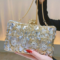 Rhinestone Evening Bag Box Clutch Purse for Party Prom Wedding