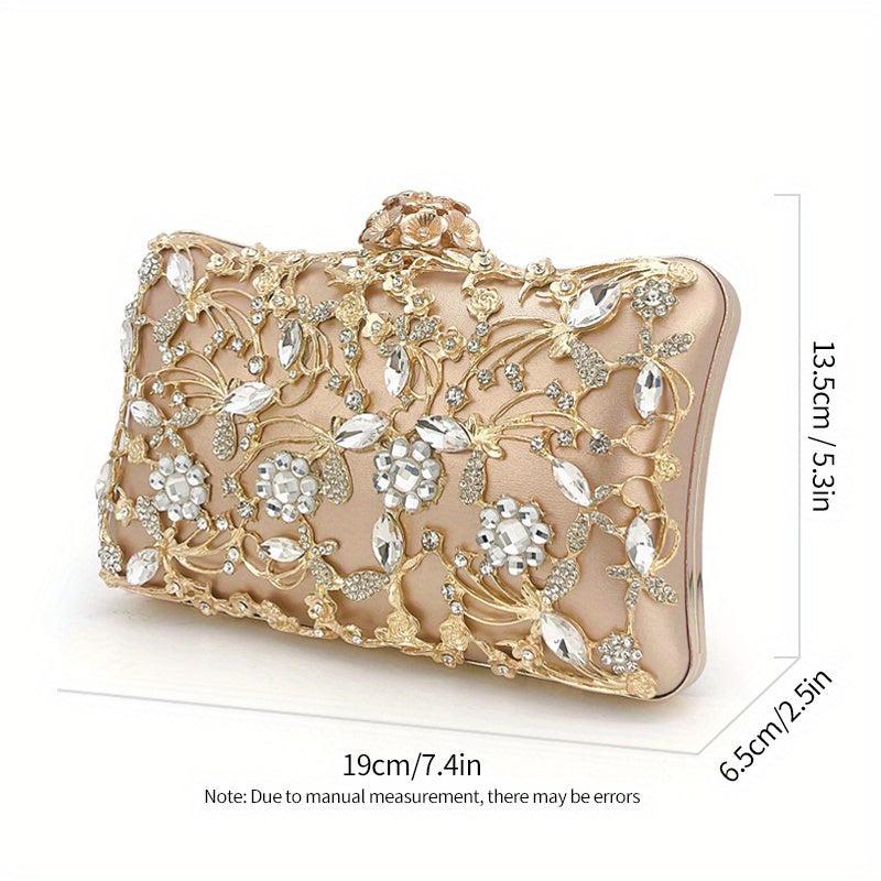 Rhinestone Evening Bag Box Clutch Purse for Party Prom Wedding