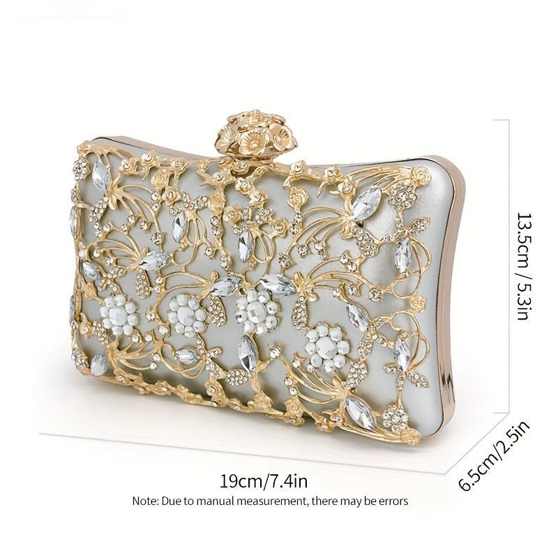 Rhinestone Evening Bag Box Clutch Purse for Party Prom Wedding