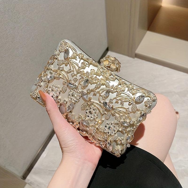 Rhinestone Evening Bag Box Clutch Purse for Party Prom Wedding