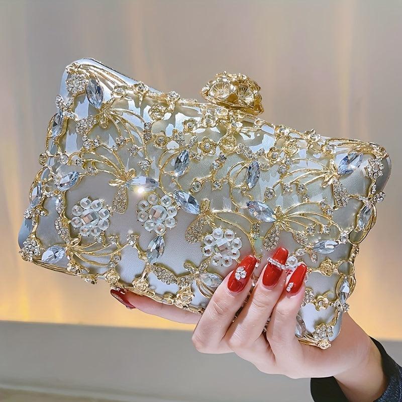 Rhinestone Evening Bag Box Clutch Purse for Party Prom Wedding
