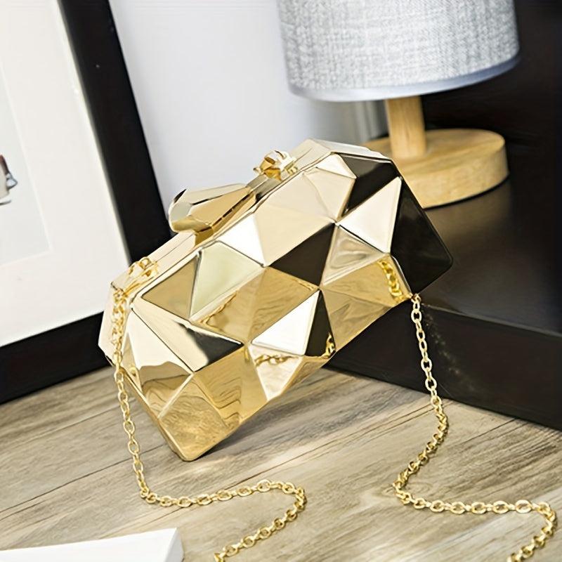 Metallic Argyle Evening Bag Clutch Purse Glitter Handbag for Party Prom Wedding