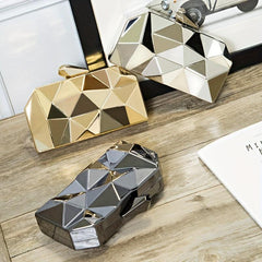 Metallic Argyle Evening Bag Clutch Purse Glitter Handbag for Party Prom Wedding