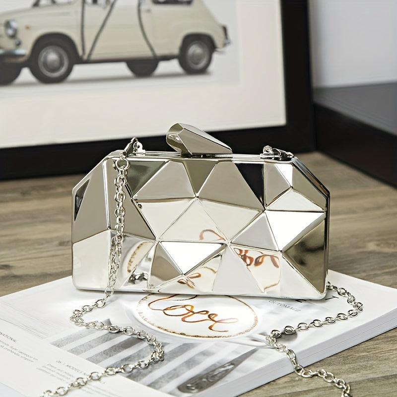 Metallic Argyle Evening Bag Clutch Purse Glitter Handbag for Party Prom Wedding