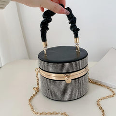 Rhinestone Bucket Bag with Chain Strap for Party
