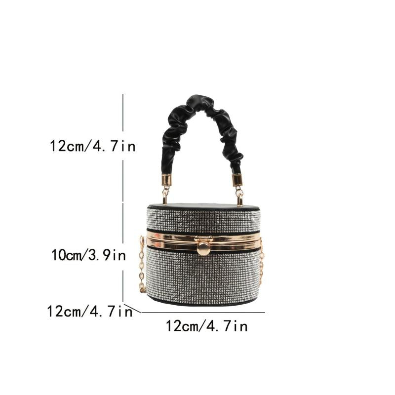 Rhinestone Bucket Bag with Chain Strap for Party