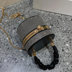 Rhinestone Bucket Bag with Chain Strap for Party