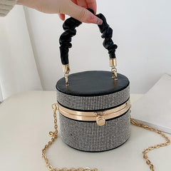 Rhinestone Bucket Bag with Chain Strap for Party
