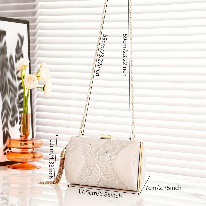 Striped Kiss Lock Chain Clutch Elegant Evening Bag