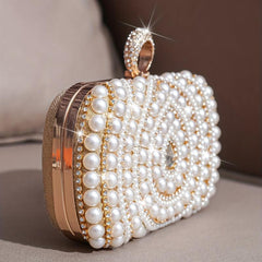 Rhinestone & Bead Decor Clutch Evening Bag for Party