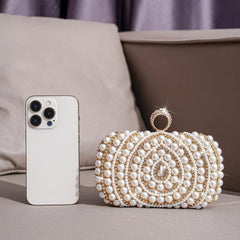Rhinestone & Bead Decor Clutch Evening Bag for Party