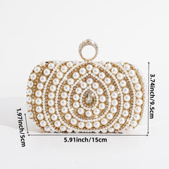 Rhinestone & Bead Decor Clutch Evening Bag for Party