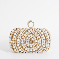 Rhinestone & Bead Decor Clutch Evening Bag for Party