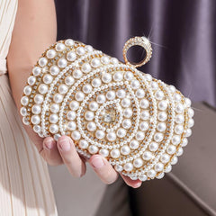 Rhinestone & Bead Decor Clutch Evening Bag for Party