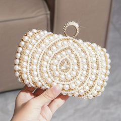Rhinestone & Bead Decor Clutch Evening Bag for Party