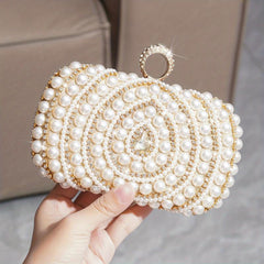 Rhinestone & Bead Decor Clutch Evening Bag for Party