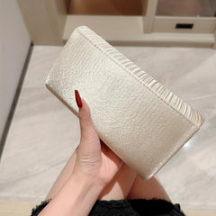 Pleated Metal Chain Clutch Elegant Flap Purse Evening Bag