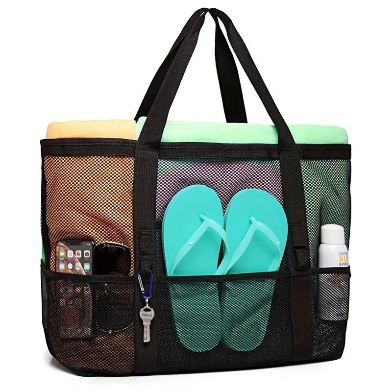 Large Capacity Mesh Storage Bag Beach Bag Handheld Shoulder Bag