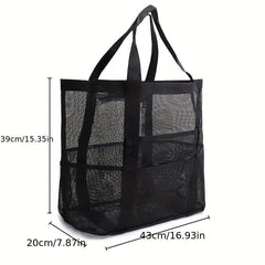Large Capacity Mesh Storage Bag Beach Bag Handheld Shoulder Bag