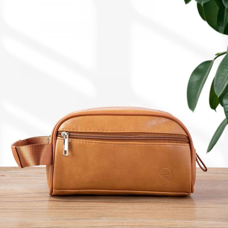 Portable Makeup Bag Faux Leather Hand Storage & Travel Essential