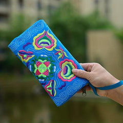 Flower Embroidered Wallet Ethnic Style Fabric Coin Bag