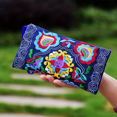 Flower Embroidered Wallet Ethnic Style Fabric Coin Bag