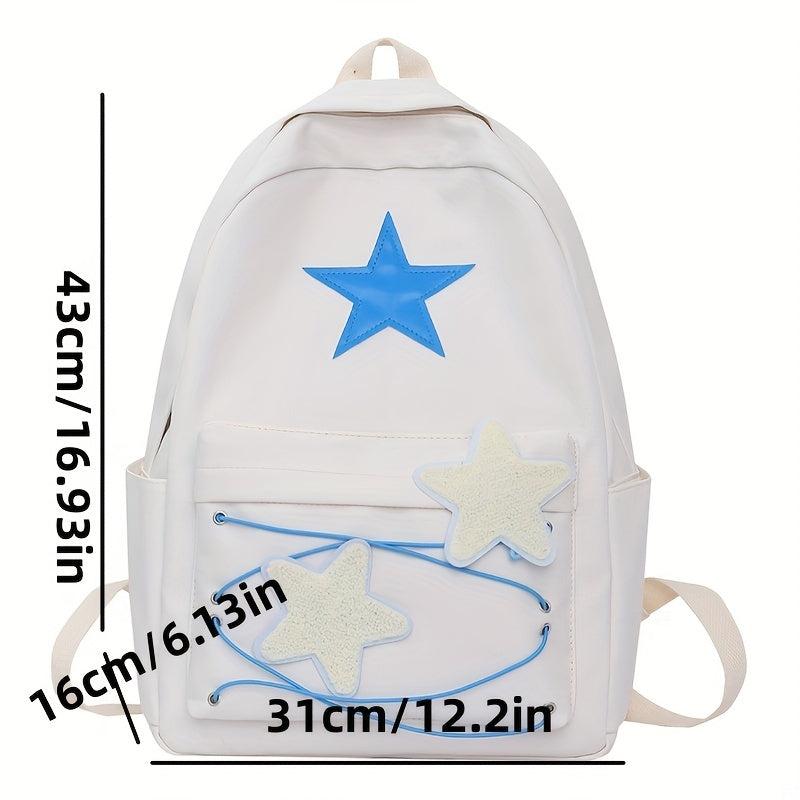 Green Backpack with Five Pointed Star Pattern